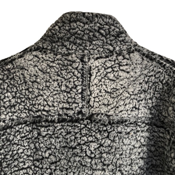 Elodie Faux Shearling 1/4 Zip Pullover Black Gray Medium - Picture 5 of 10